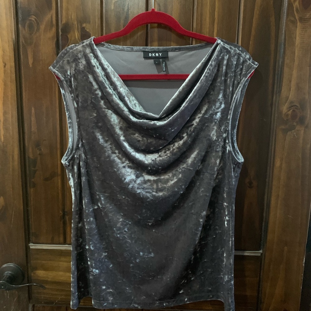 DKNY Charcoal Velvet Women's Blouse